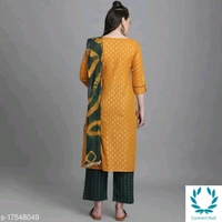 Women Cotton Straight Printed Long Kurti With Palazzos - M, Cotton, Kurta With Dupatta And BottomWear, Multipack:1
